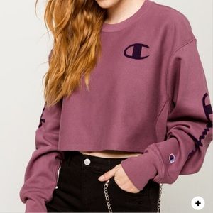 Champion Crop Crew Reverse Weave Plum Sweatshirt